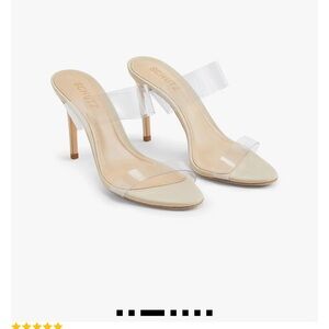 SCHUTZ Clear Strap Nude/Tan Stiletto Mule